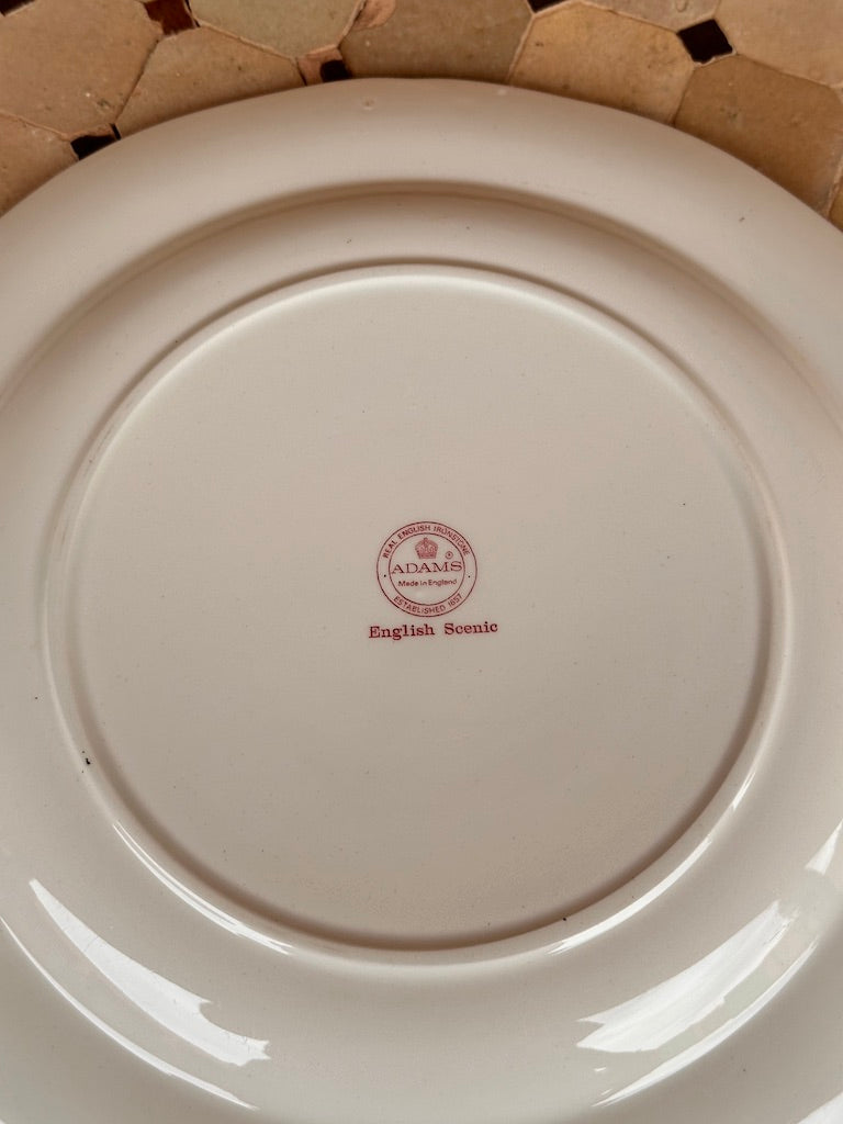 Assiette décorative ancienne Adams "English Scenic" – Haddon Hall 1792 – Rose