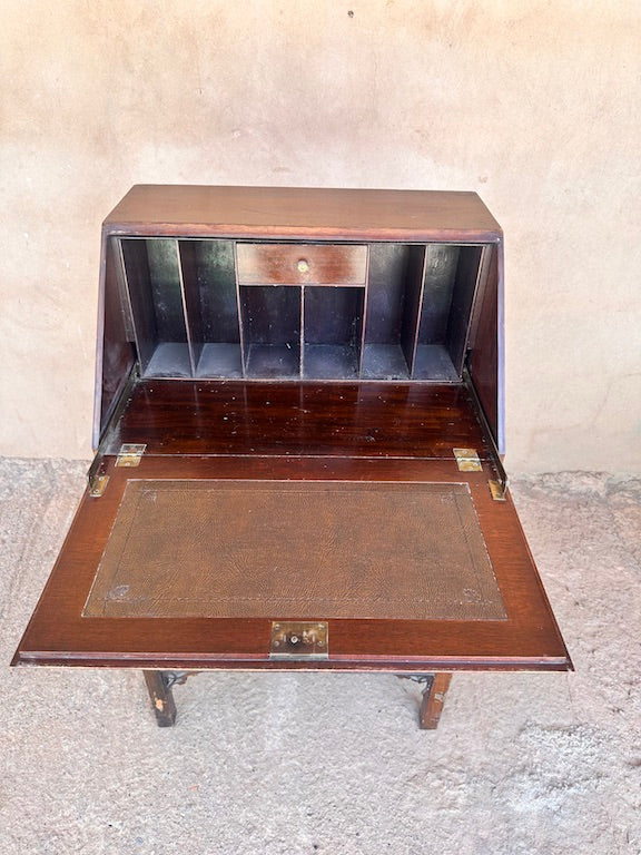 Petit Secrétaire Ancien en Bois – Bureau à Abattant avec Rangement Intégré
