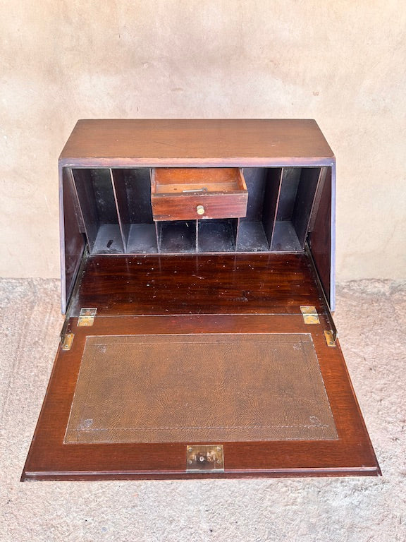 Petit Secrétaire Ancien en Bois – Bureau à Abattant avec Rangement Intégré
