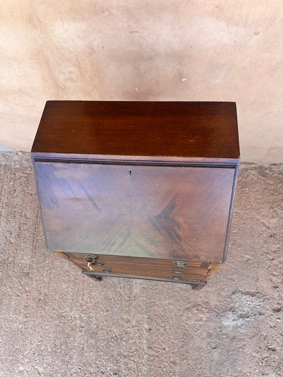 Petit Secrétaire Ancien en Bois – Bureau à Abattant avec Rangement Intégré