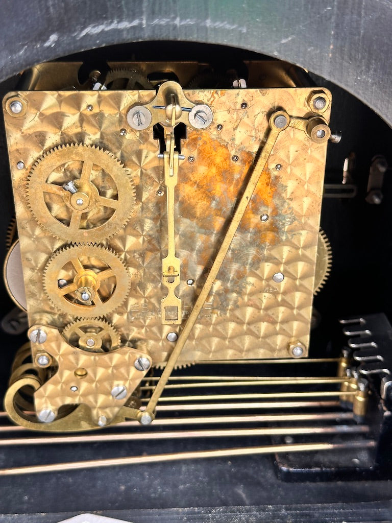 Pendule ancienne Smiths – Horloge de cheminée mécanique en bois (Made in England)