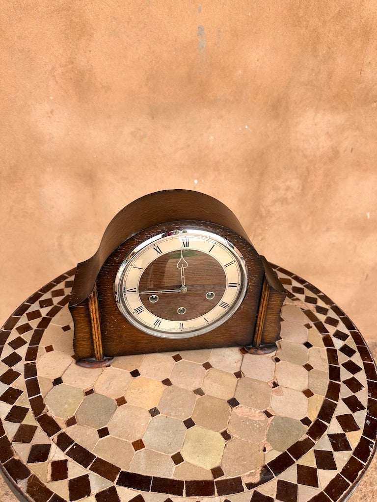 Pendule ancienne Smiths – Horloge de cheminée mécanique en bois (Made in England)