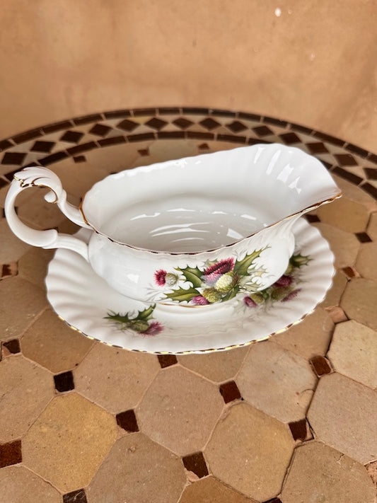 Saucière ancienne Royal Albert "Highland Thistle" – porcelaine fine anglaise