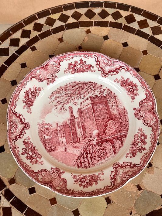 Assiette décorative ancienne Adams "English Scenic" – Haddon Hall 1792 – Rose