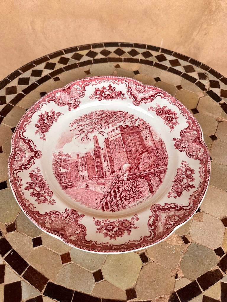 Assiette décorative ancienne Adams "English Scenic" – Haddon Hall 1792 – Rose