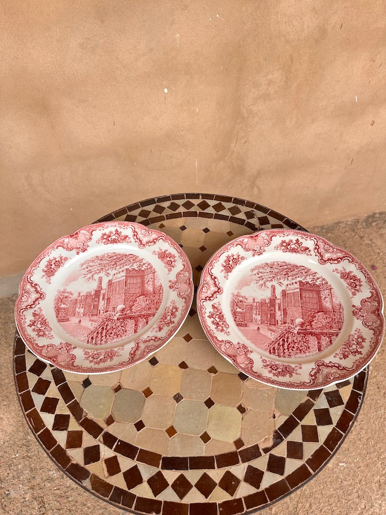 Assiette décorative ancienne Adams "English Scenic" – Haddon Hall 1792 – Rose