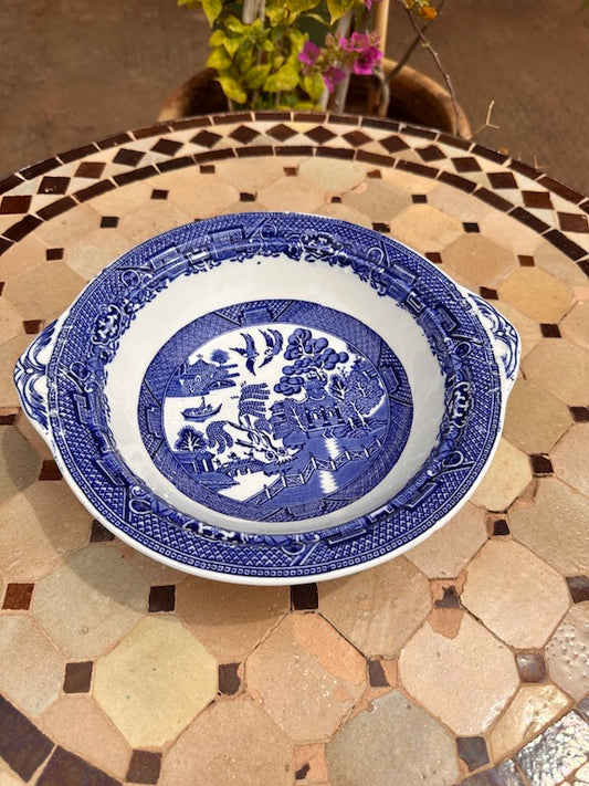 Bol à Salade Vintage "Blue Willow" en Faïence Anglaise – Burleigh Ware, Burslem