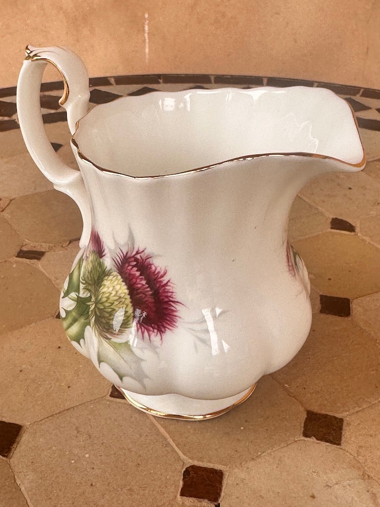 Pichet à eau vintage Royal Albert "Highland Thistle" – Porcelaine fine anglaise