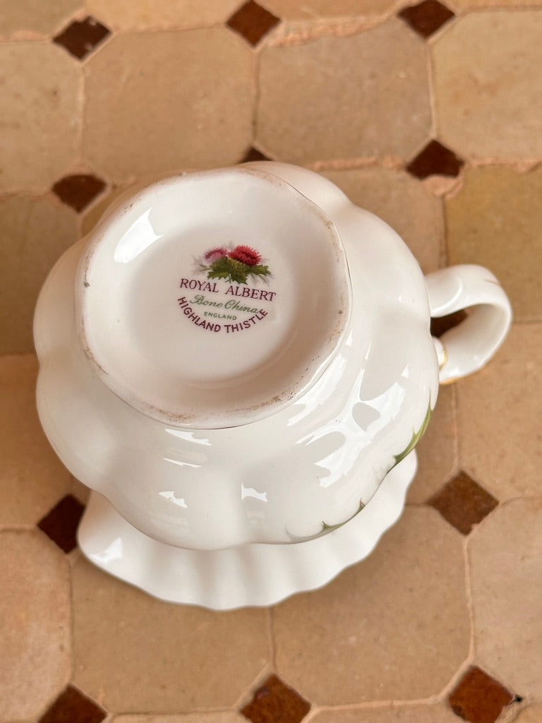 Pichet à eau vintage Royal Albert "Highland Thistle" – Porcelaine fine anglaise
